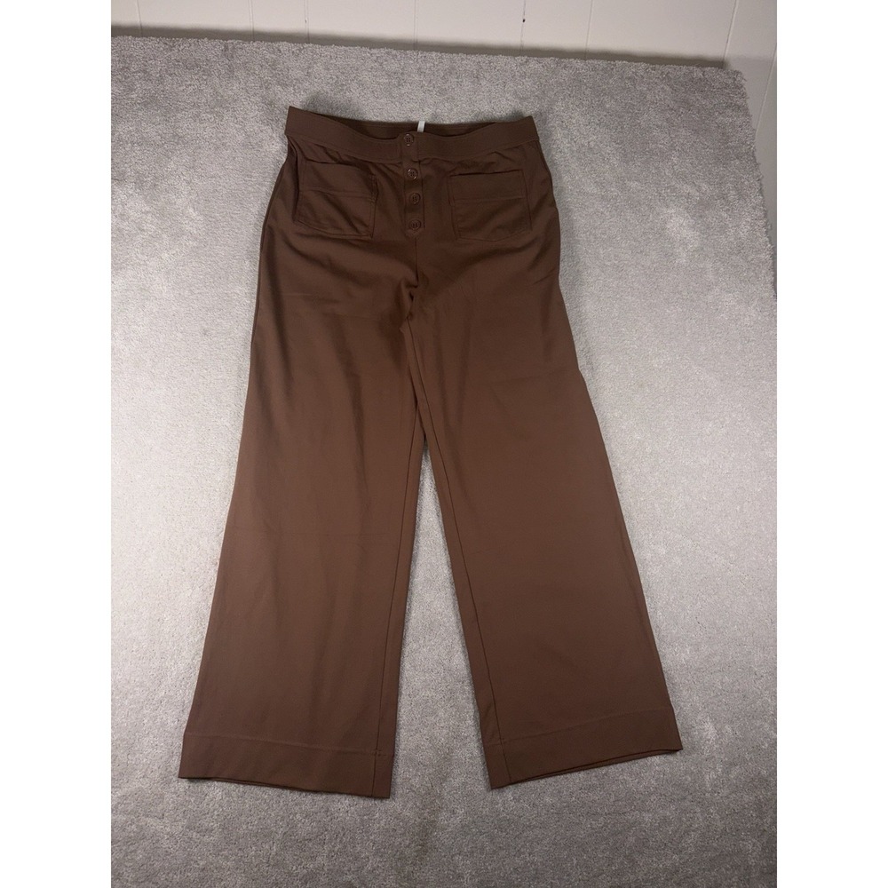 NWT Halara Wide Leg Stretch Trousers‎ Brown High Waist Smart Casual Size xl